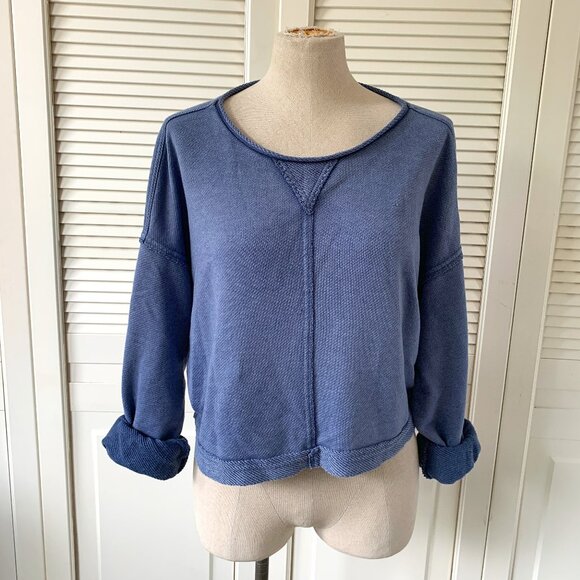 AERIE BLUE COZY CROPPED TOP - Picture 1 of 7